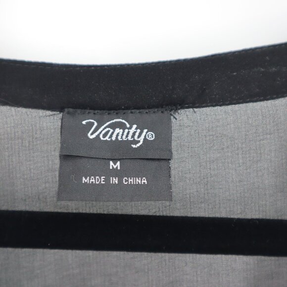 Vanity Sheer Lace Top Womens M Black Witchy Boho Gypsy Goth Whimsigoth Grunge - Picture 2 of 7